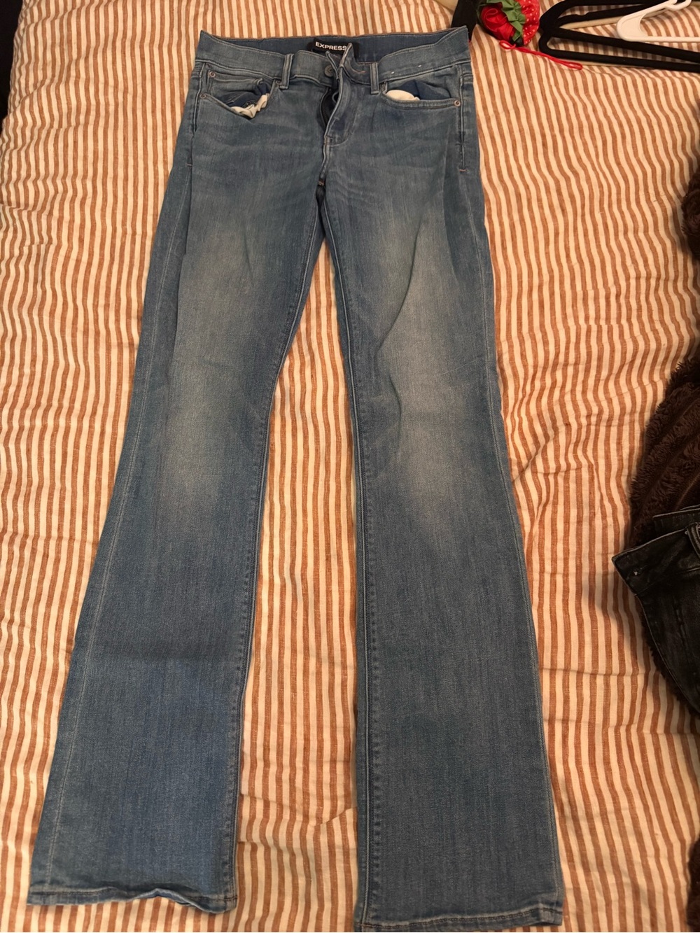 Express Women's Medium Blue Flare Jeans